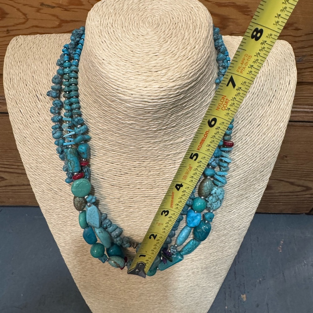 Genuine Turquoise Multi-Strand Necklace - Picture 2 of 2